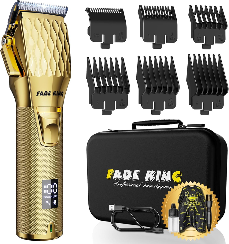 Professional Hair Clippers for Men | Cordless Barber Trimmer with LED & Case0