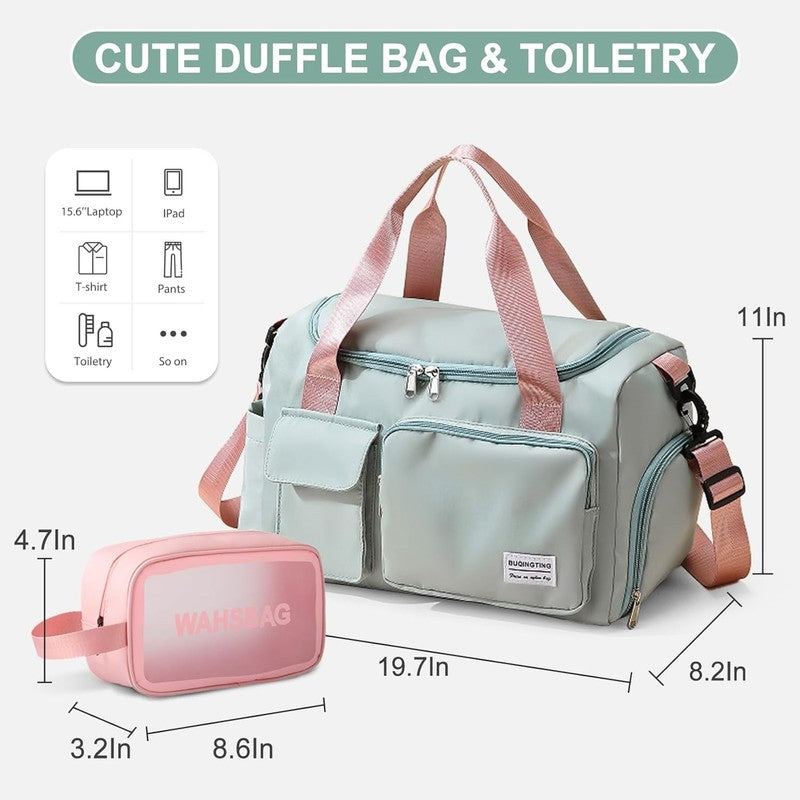 Women Gym Duffle Bag Travel Weekender Carry On w/ Shoe Compartment2