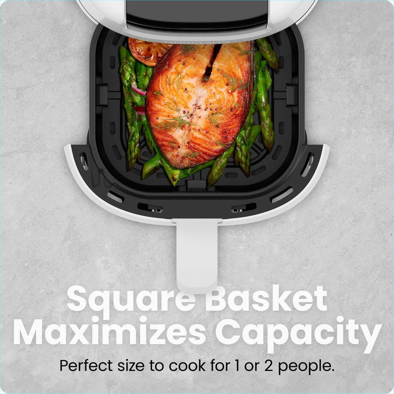 2 Qt Compact Air Fryer W/ Digital Display and Shake Reminder - White6