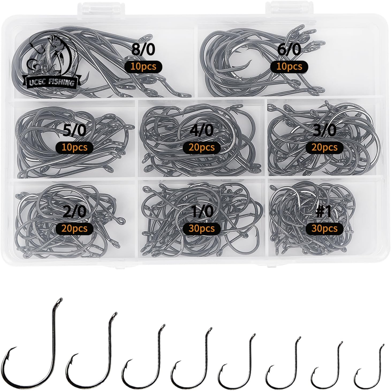 Strong Offset Circle Hooks for Saltwater Fishing - 150/240 Pcs, Various Sizes9