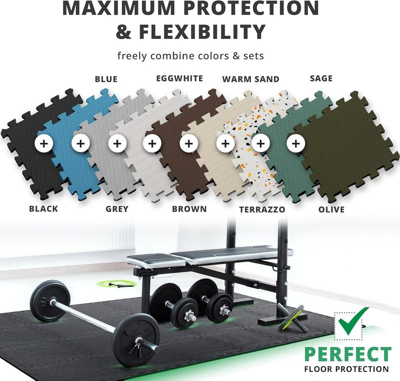 18Pcs EVA Foam Gym Mats Set 12.6"x12.6" Interlocking Tiles 18Sqft Floor3