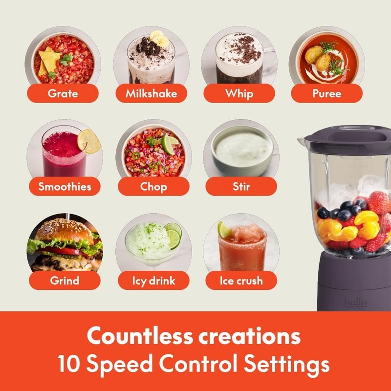 10 Speed Blender Juicer Smoothie Maker 48Oz Slim 450W Plum Dishwasher Safe4