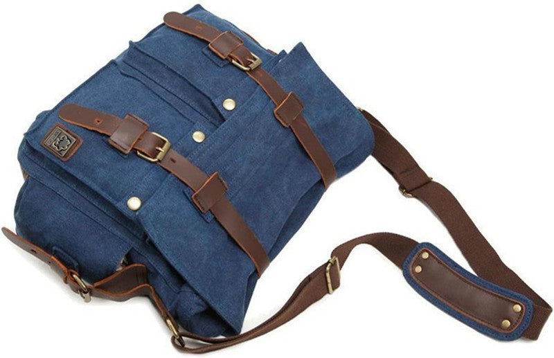 Vintage Leather Canvas Laptop Bag Messenger Bags Medium2