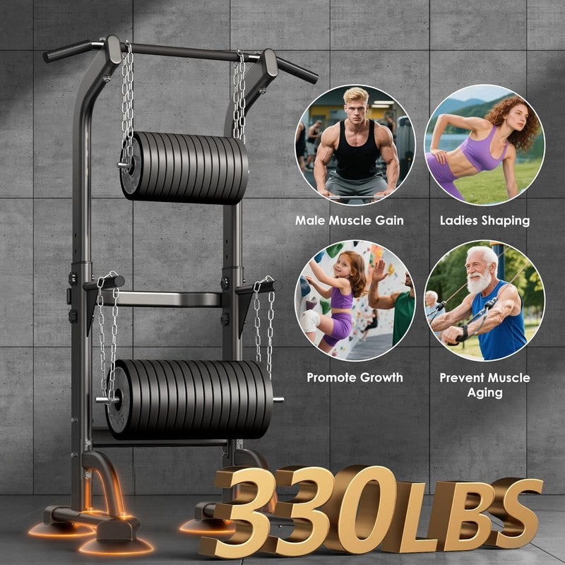 Power Tower Dip Station with Pull Up Bar, Adjustable Height Home Gym Equipment2