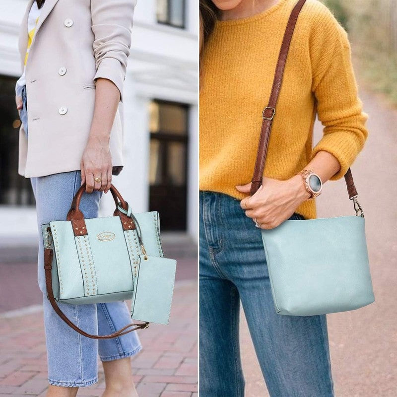 3Pc Women’s Handbag Set Tote Satchel Shoulder Top Handle Purse Wallet1