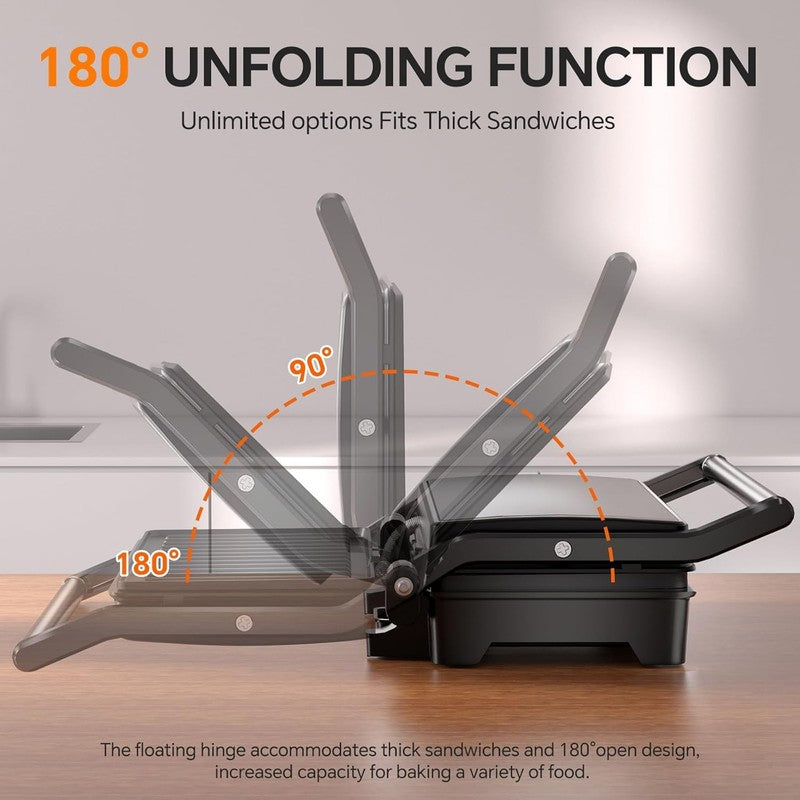 Panini Press Grill 1000W 3-in-1 Sandwich Maker Nonstick Stainless Steel2