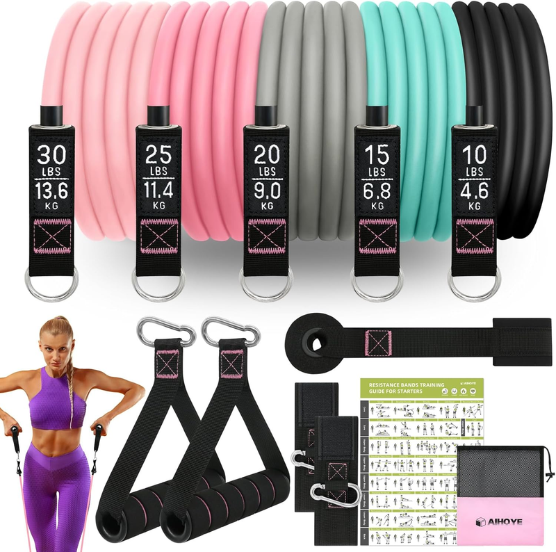Resistance Bands w/ Handles Door Anchor Stretch Bands for Home Gym Workout0