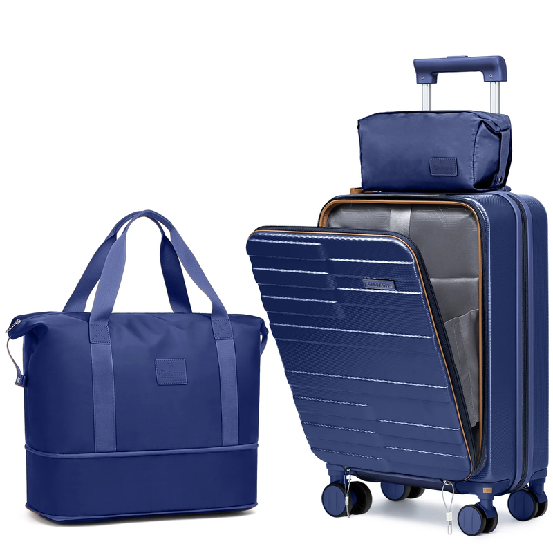 3Pc Carry On Luggage Front Opening TSA Lock Spinner Wheels YKK Zippers8
