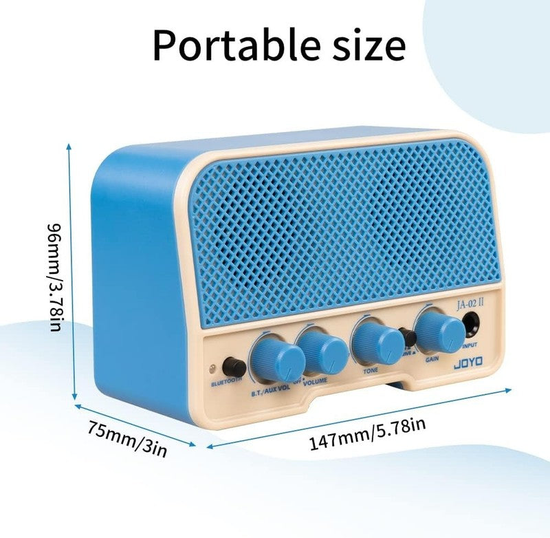 JA-02 II Mini Guitar Amp, 5W Bluetooth Rechargeable Practice Amplifier (Blue)1