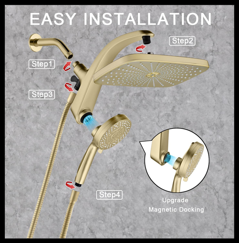 High Pressure Rain Shower Head: Upgrade Shower Heads with Handheld Spray Combo w6