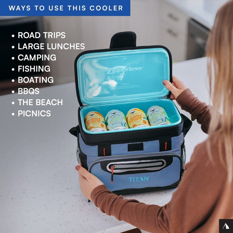 12 Can Zipperless Soft Cooler, 8 Quart, Ocean Blue1