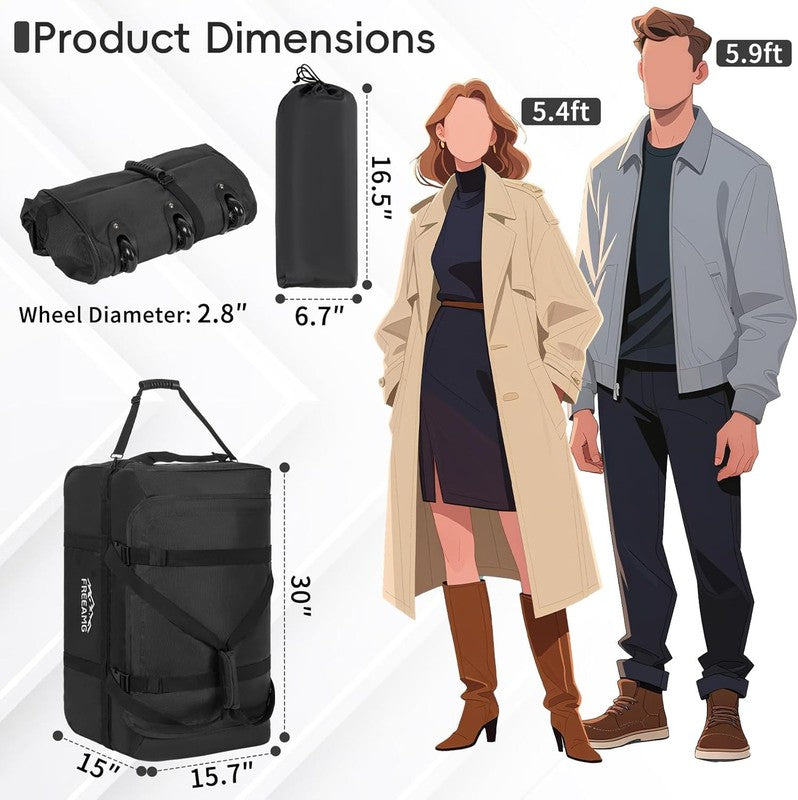 116L Foldable Rolling Duffel Bag 3 Wheels 30" Large Travel Camping1