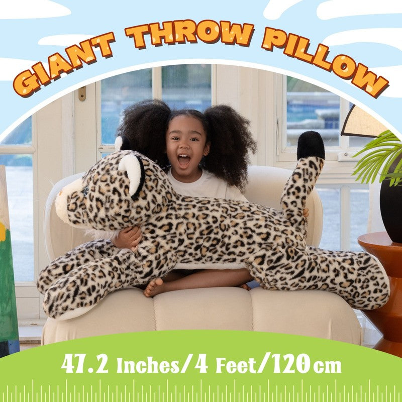 47.2" Leopard Stuffed Animals Giant Stuffed Cheetah Pillow Huge Size Plush Toy3