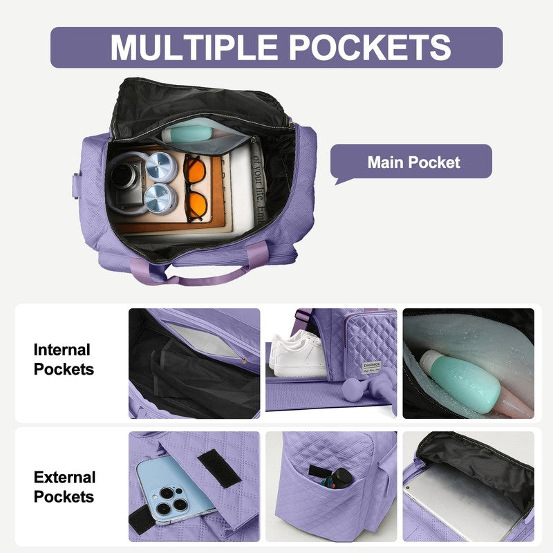 Travel Duffle Bag for Women Men, Weekender Overnight Bags Carry on Gym Bag with3