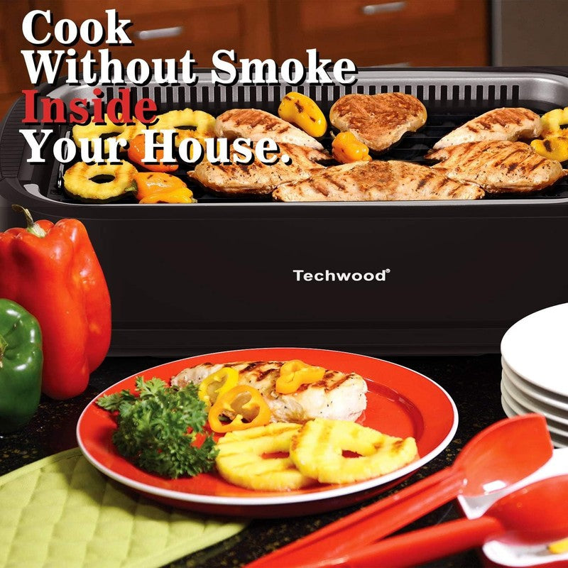 1500W Smokeless Indoor Electric Grill Nonstick BBQ Glass Lid Black4