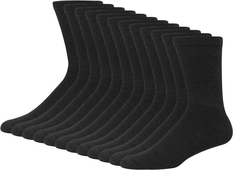Men's Double Tough Socks Crew & Ankle Moisture Wicking Black White0