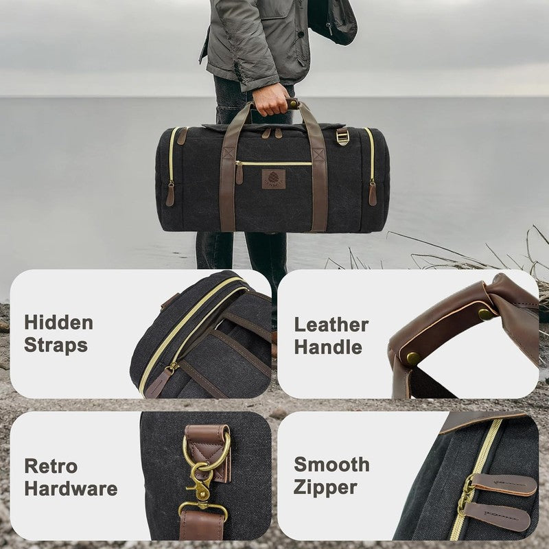 Duffle Bag for Travel, 50L Canvas Duffle Bag Vintage Travel Bag Overnight Bag wi2