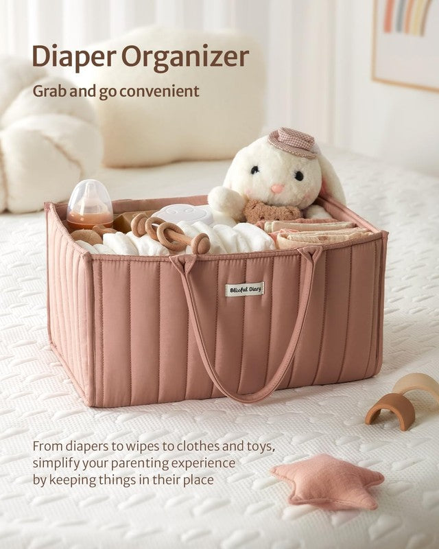 Baby Diaper Caddy Organizer Storage Basket Newborn Essentials Pink3