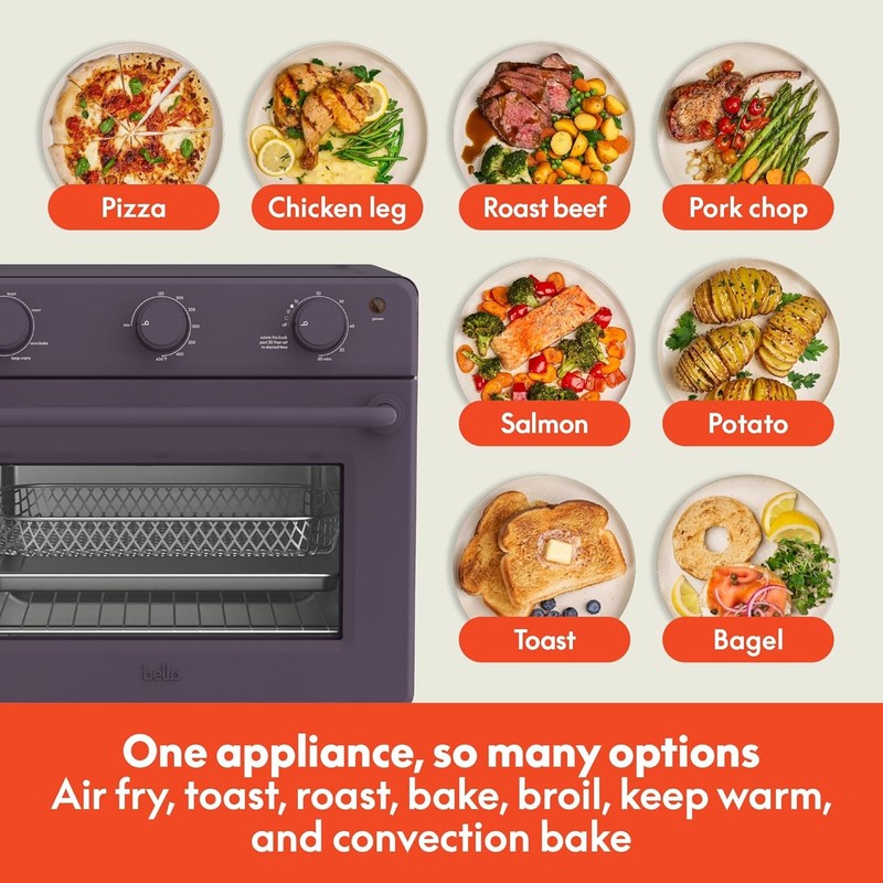 Air Fry Toaster Oven 1700W 7 Presets Dishwasher Safe Trays Plum4