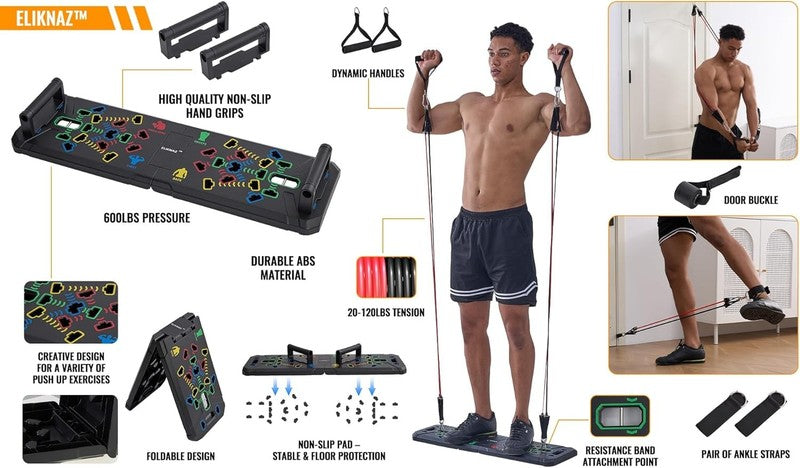 25 in 1 Portable Push Up Board Gym Kit Foldable Workout Set with Accessories10