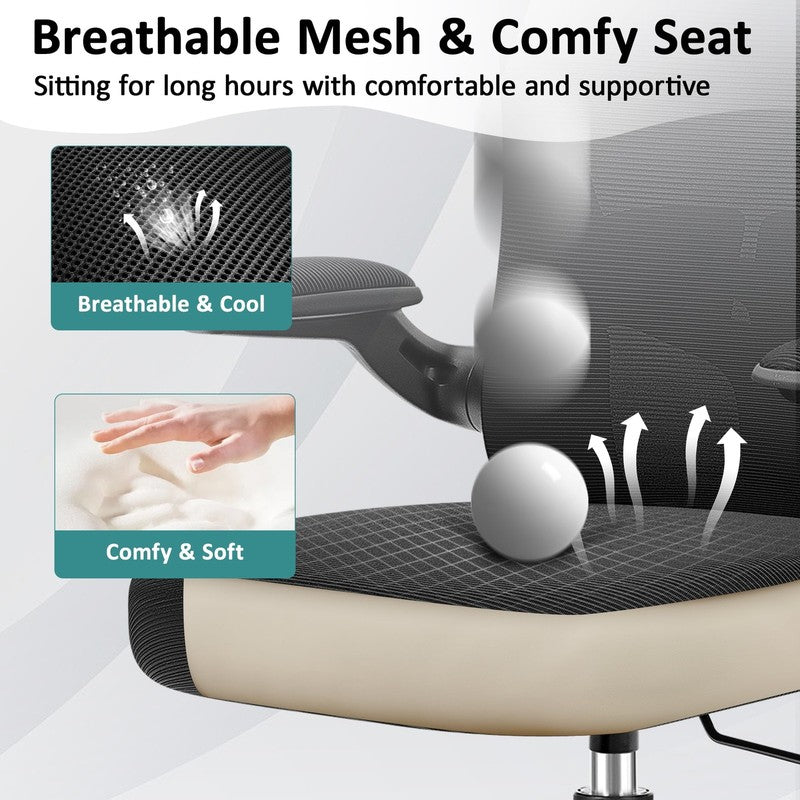 Office Chair, Ergonomic Desk Chair with Adjustable Lumbar Support, High Back Mes4