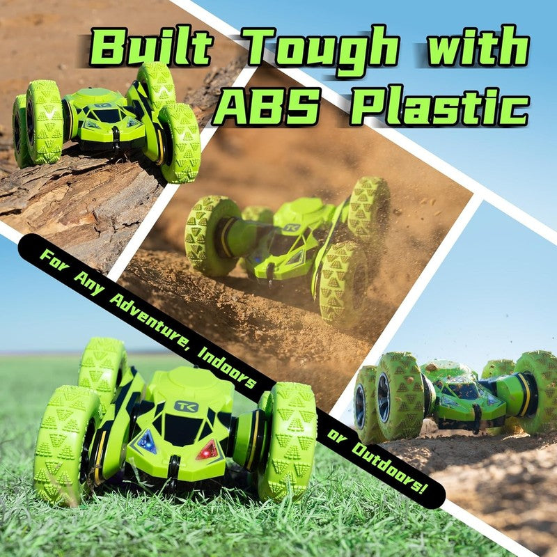 Green RC Stunt Car   Double Sided 360° Flips & Rotations Remote Control Toy3