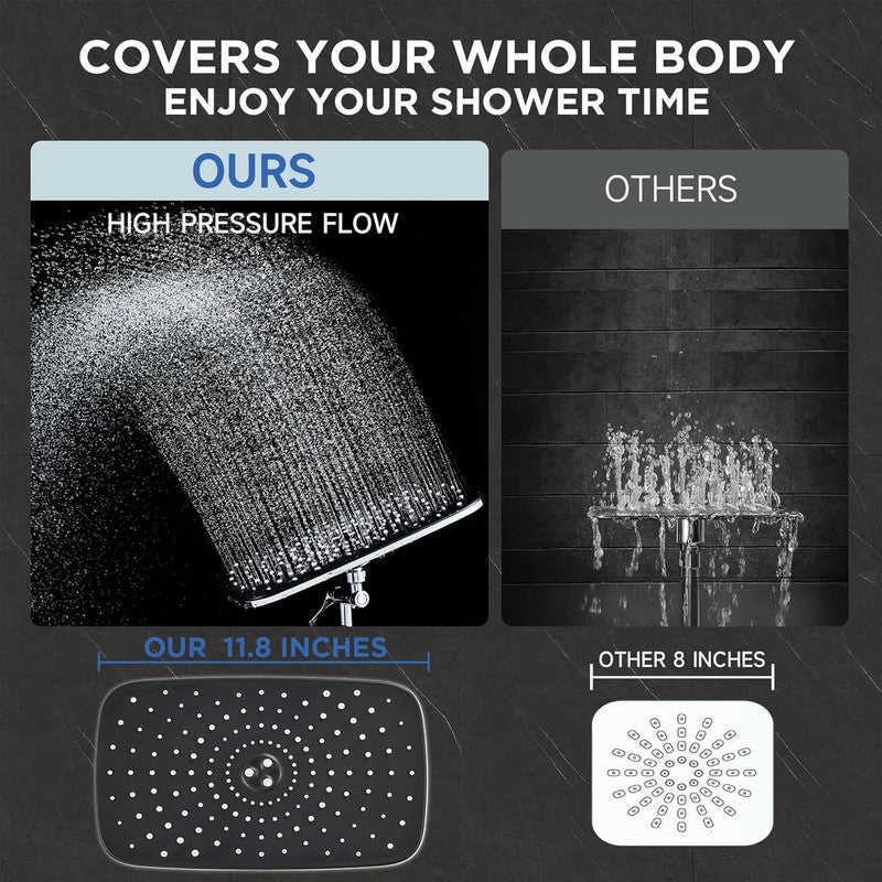 Wide High Pressure Rain Shower Head with Handheld, Handheld Shower Heads with Mu4