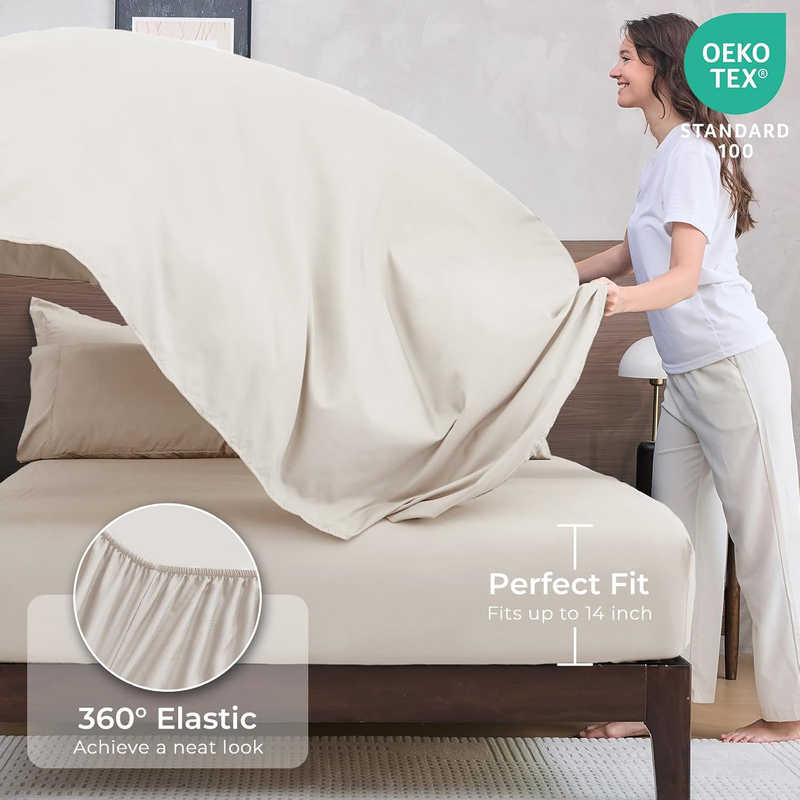 Beige Tan Queen Comforter Set 7 Piece Bed in Bag Ultra Soft Shams Set Beige Tan4