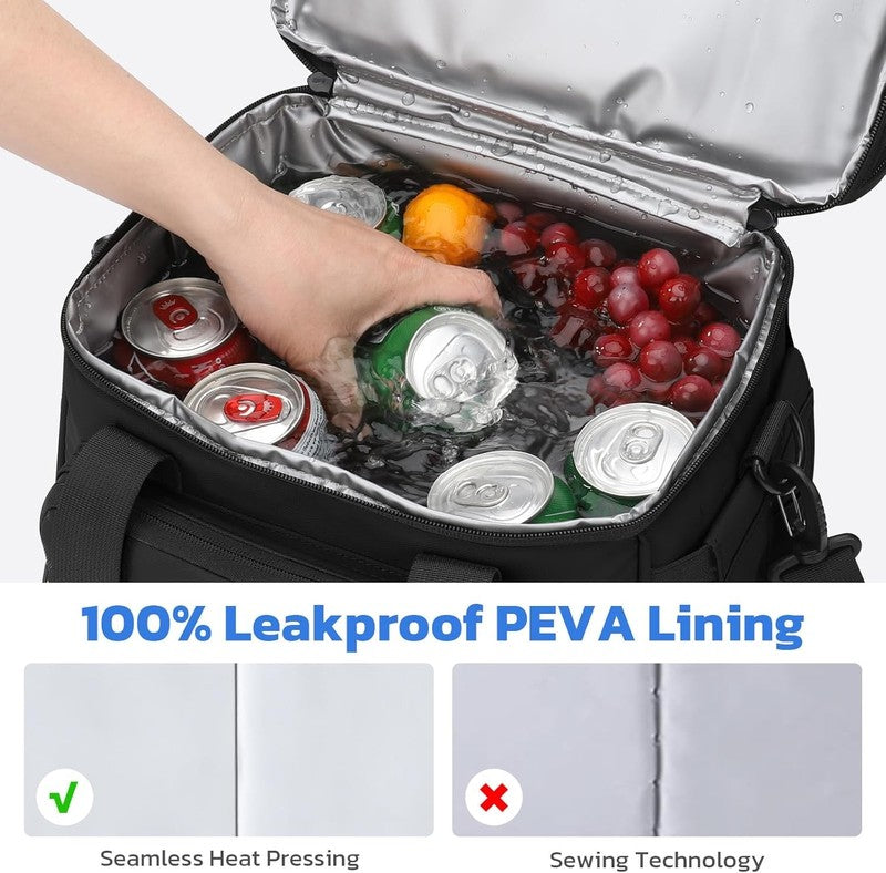20L Expandable Double Deck Insulated Lunch Bag Black Cooler4