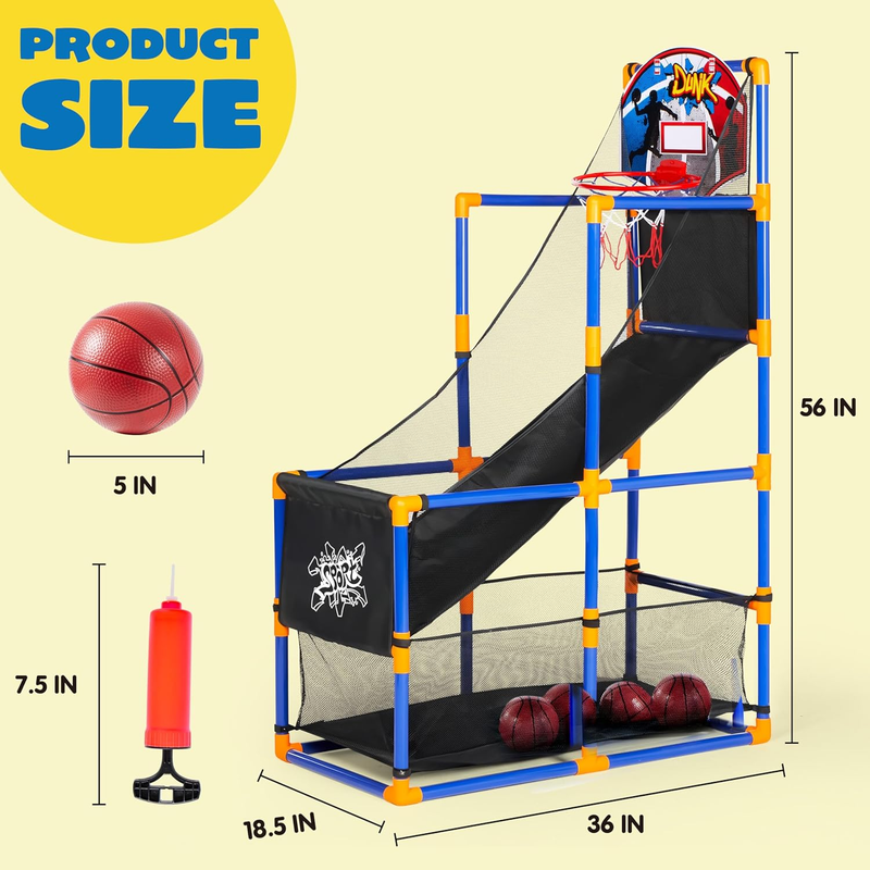 Arcade Basketball Game Set w/ 4 Balls Hoop Indoor Outdoor Kids 3 12 Air Pump6