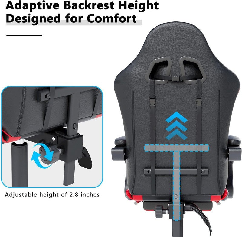 Gaming Chair w/ Headrest Lumbar Support Ergonomic High Back Office Red Black7