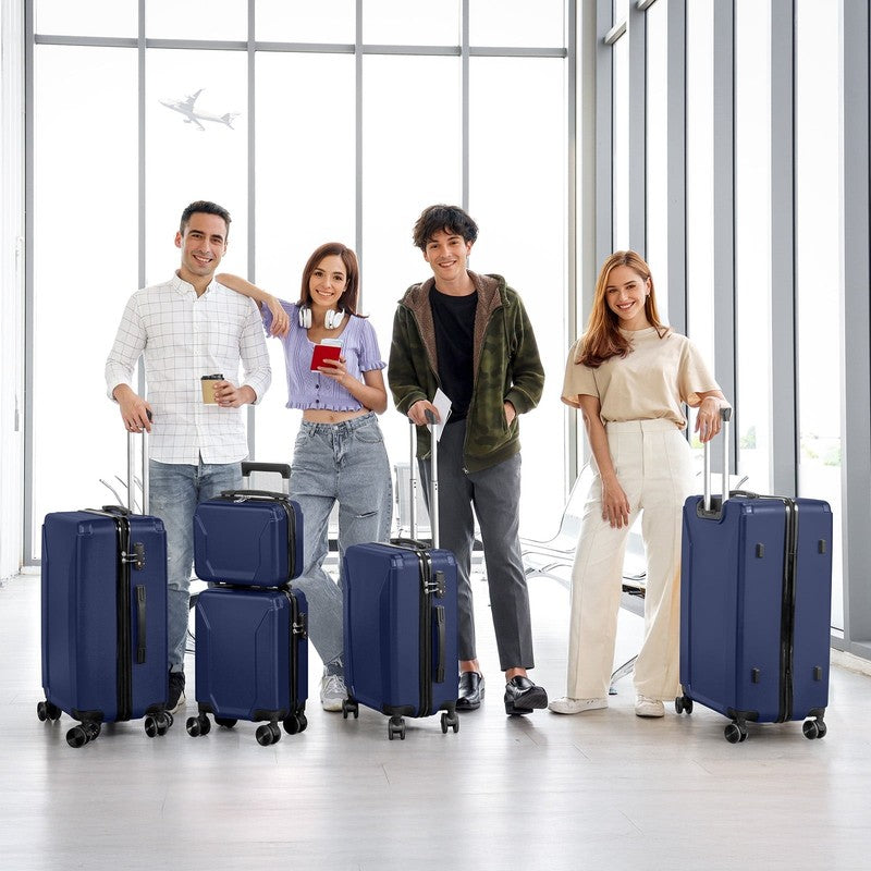 5 Piece Luggage Set with 8 Packing Cubes, Hard Shell Suitcase Set with Spinner W9