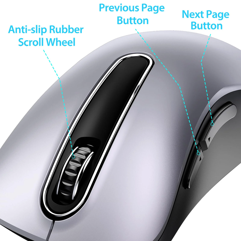2.4G Wireless Mouse 1400 DPI 5 Button USB Receiver for PC Laptop Gray3