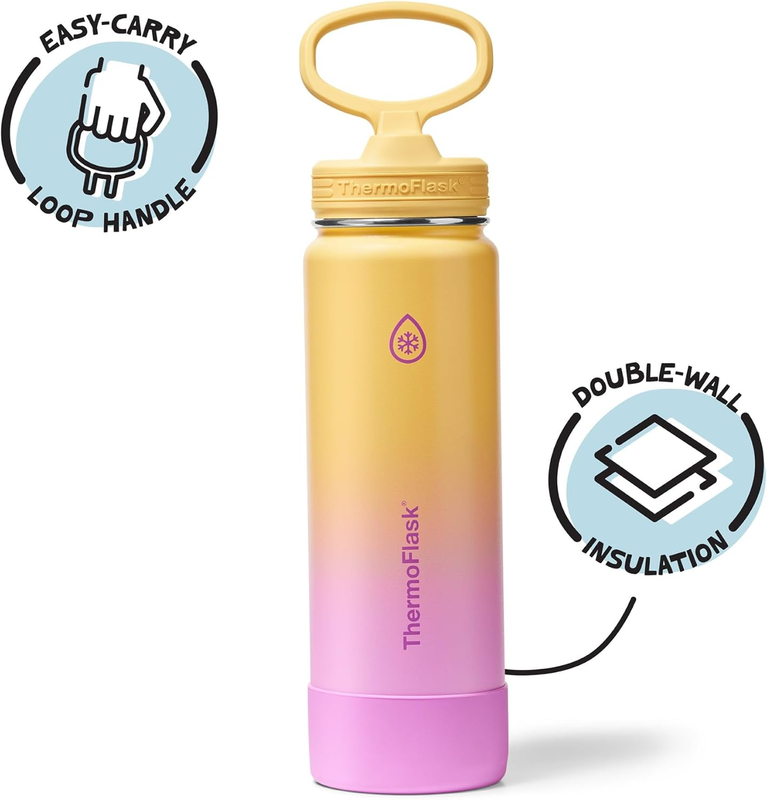24oz Insulated Water Bottle Stainless Steel Spout Lid Leakproof Hot Cold3