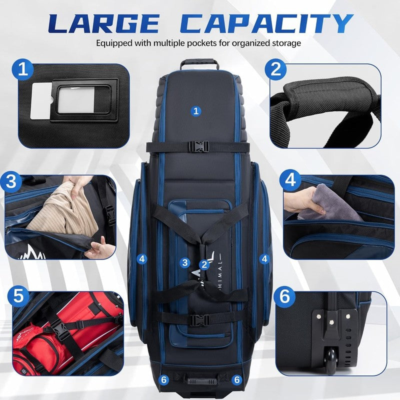 Soft Sided Golf Travel Bag w Wheels 1680D Padded Head Leather Accents Foldable5