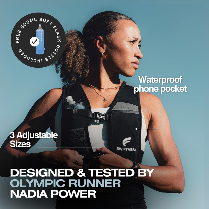 Running Phone Holder Vest with 500Ml/17Oz Water Bottle | Reflective Hydration Ve3