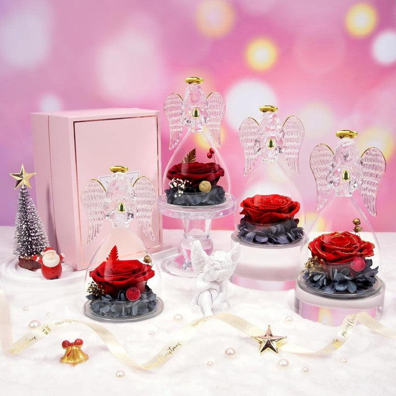 Christmas Rose Gifts for Women, Preserved Flower Birthday Gifts for Mom Grandma,4
