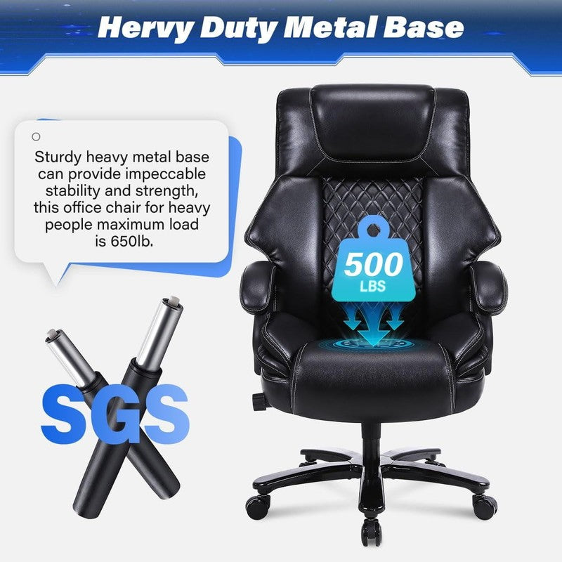 Leather Office Chair, Big and Tall 500Lbs Ergonomic Desk Chairs with Back Suppor4