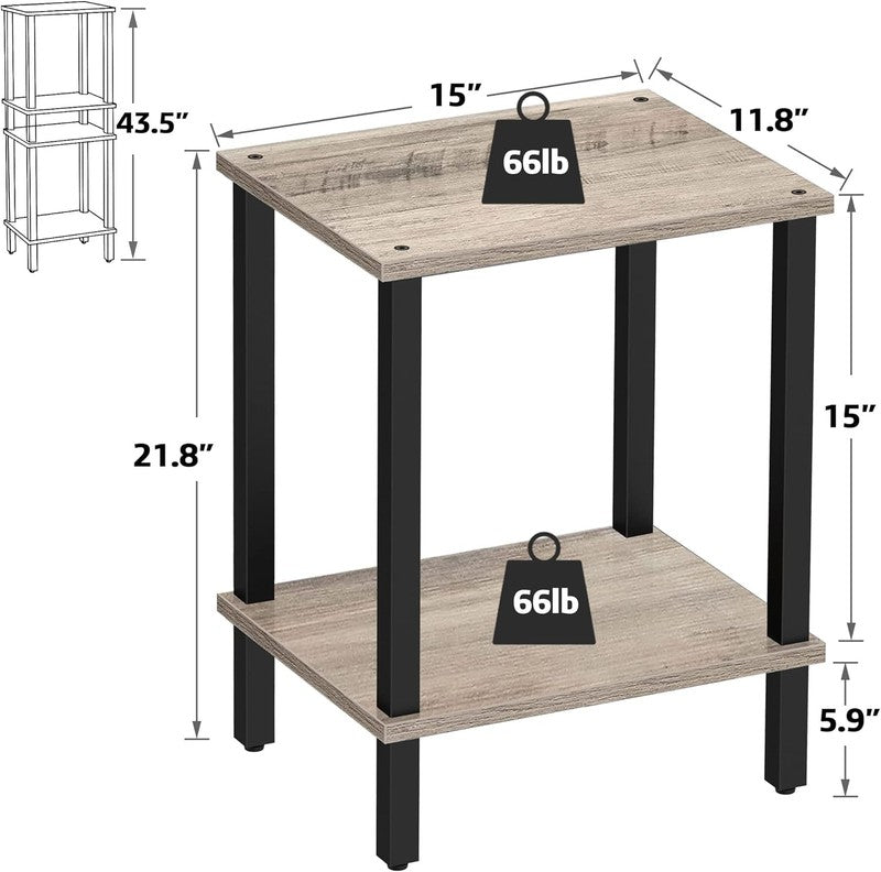 Set of 2 End Tables 2 Tier Side Tables Nightstand Sofa Table for Living Room2