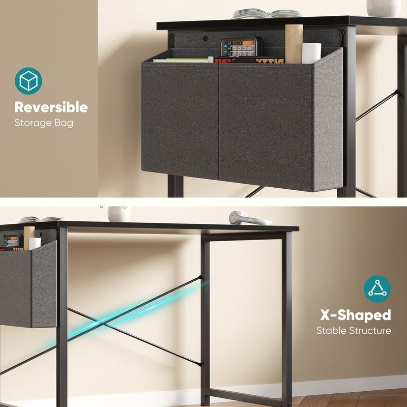 31" Computer Desk with Metal Frame – Waterproof Surface & Storage Bag, Black3