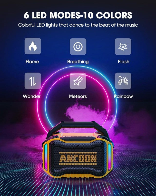 80W Bluetooth Speaker, Loud Bass, IPX6 Waterproof, 20H Playtime, TWS, Yellow5