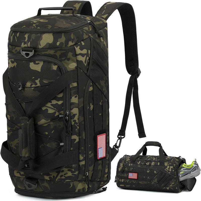 3in1 Tactical Gym Duffle Backpack 45L Men Travel Weekender Shoe Pocket Camo8