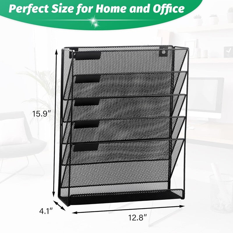 Desk File Organizer Mesh 6-Tier, Hanging Wall Mount Document Organization Stand,5