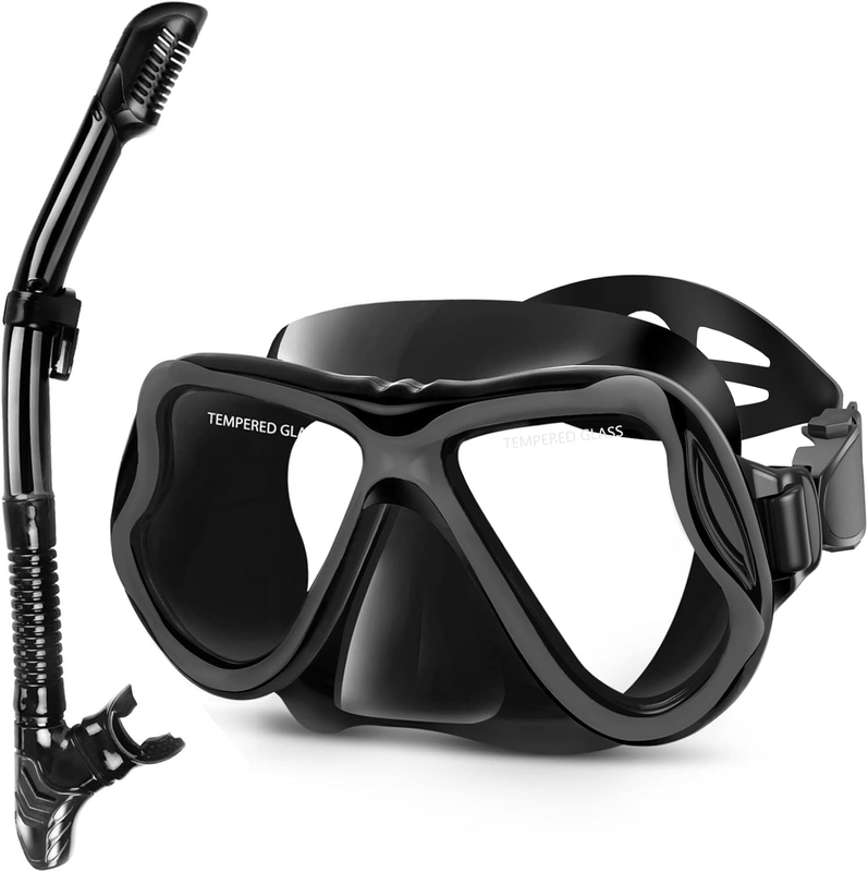 Dry Snorkel Set Panoramic Wide View Anti-Fog Scuba Mask Snorkeling Gear10