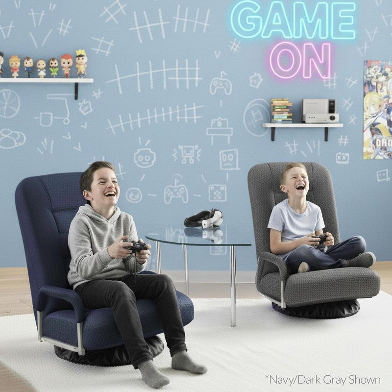 Gaming Floor Rocker Chair 360° Swivel, Lumbar Support, Adjustable Back – Pink1