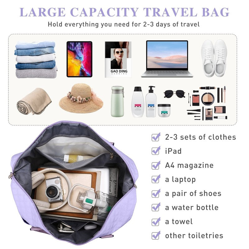 Travel Duffle Bag Weekender Bags for Women with Shoe Compartment Carry on Overni4