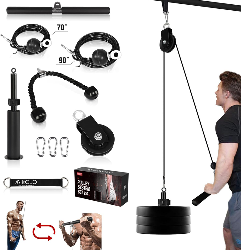 LAT Pulldown Dual Cable Machine 70/90in Home Gym Triceps Biceps Back10