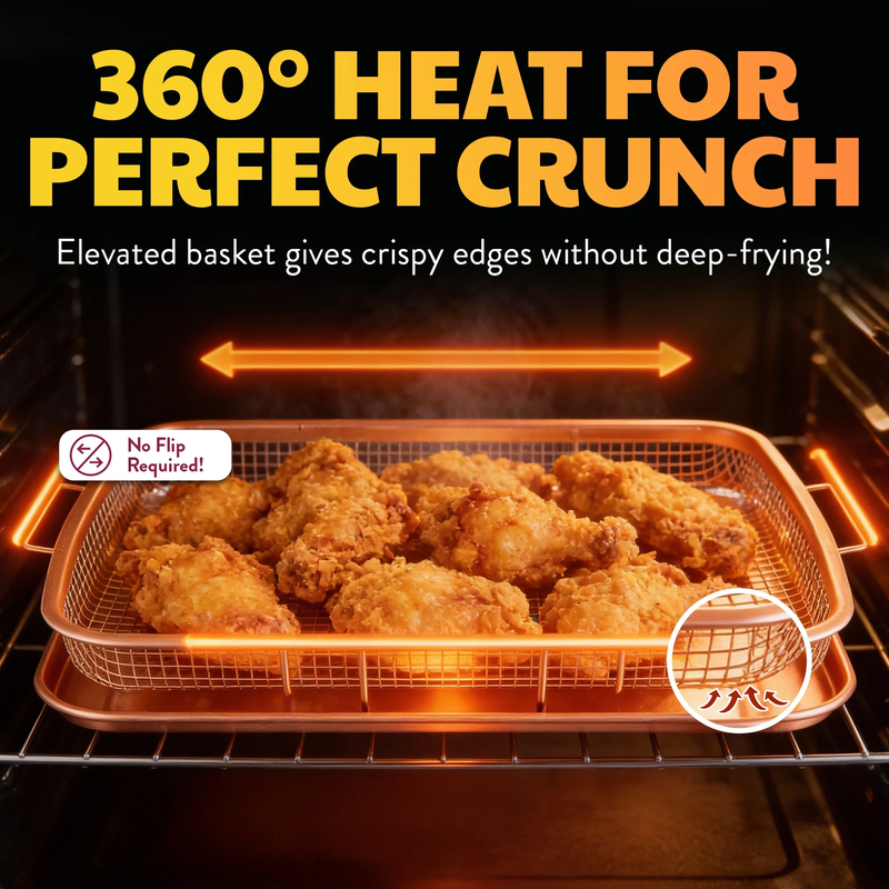 XXL Air Fryer Basket for Oven 2Pc Tray Pan 16.5x12.5 Dishwasher Safe Bake9
