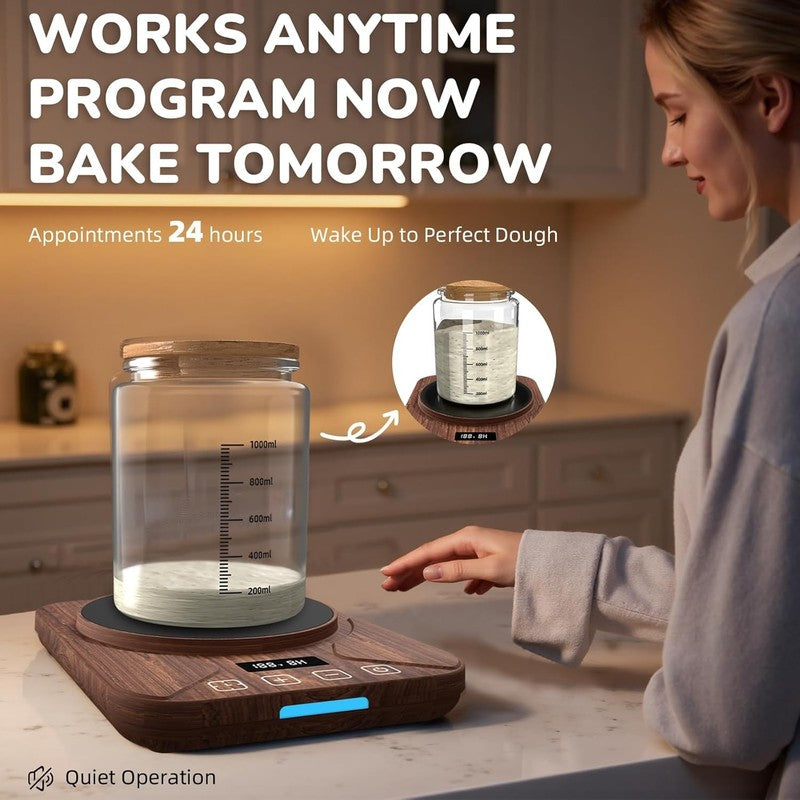 Sourdough Starter Warmer Mat Brown w/ Timer, Thermostat 70 100°F, Fits 40oz Jar6