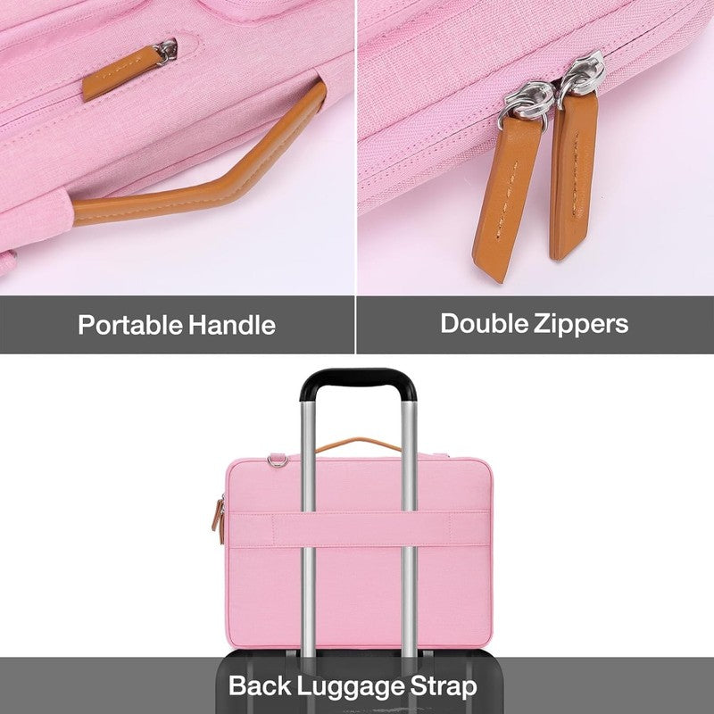 15.6 Inch Laptop Shoulder Bag 360 Protective Messenger 4 Zipper Pockets3
